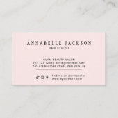Carte De Visite Modern hair stylist pink gold chic script (Dos)