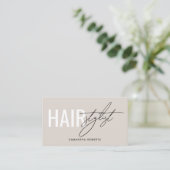 Carte De Visite Modern hair stylist QR Code beige (Debout devant)