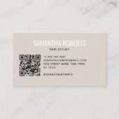 Carte De Visite Modern hair stylist QR Code beige (Dos)