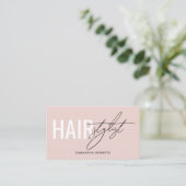 Carte De Visite Modern hair stylist QR Code blush pink (Debout devant)