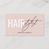 Carte De Visite Modern hair stylist QR Code blush pink (Devant)