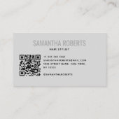 Carte De Visite Modern hair stylist QR Code gray (Dos)