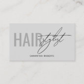 Carte De Visite Modern hair stylist QR Code gray (Devant)