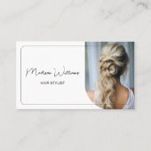 Carte De Visite Modern Hair Stylist Salon Photo QR Code White (Devant)