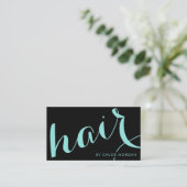 Carte De Visite Modern hair stylist script black and blue (Debout devant)