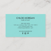 Carte De Visite Modern hair stylist script black and blue (Dos)