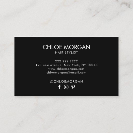 Carte De Visite Modern hair stylist script pearl pink (Dos)