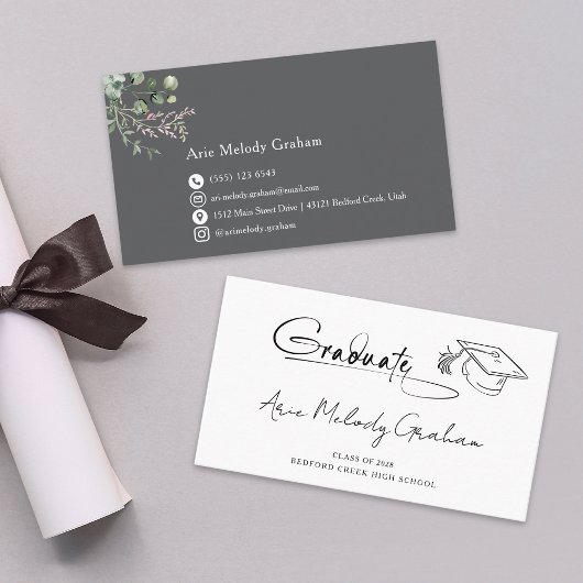 Carte De Visite Modern Handwritten Script Graduate Name Card