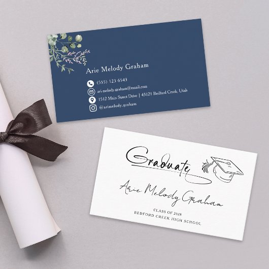 Carte De Visite Modern Handwritten Script Graduate Name Card