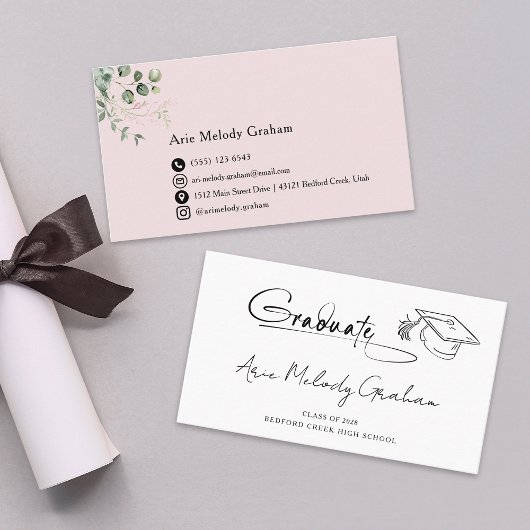 Carte De Visite Modern Handwritten Script Graduate Name Card