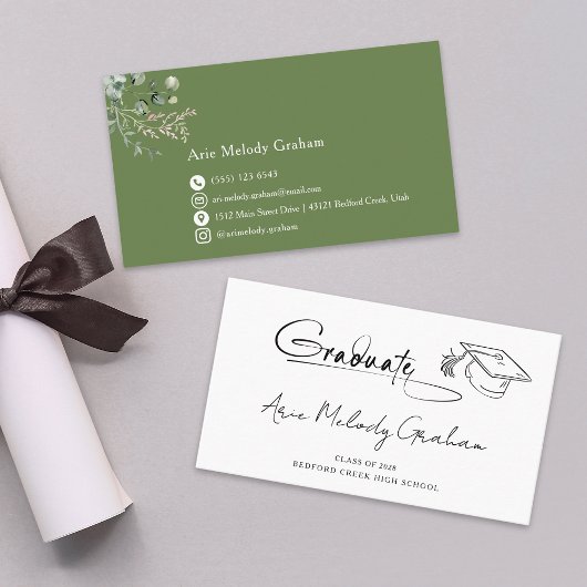 Carte De Visite Modern Handwritten Script Graduate Name Card