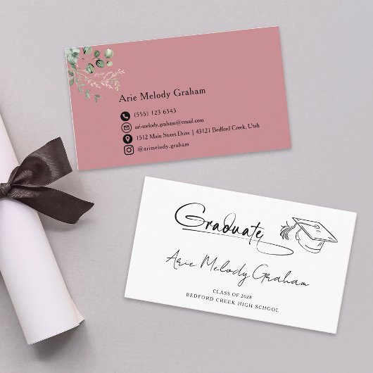 Carte De Visite Modern Handwritten Script Graduate Name Card