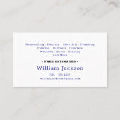 Carte De Visite Modern handyman construction custom logo (Dos)