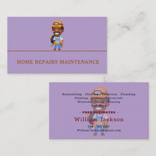 Carte De Visite Modern handyman construction custom logo (Devant / Derrière)