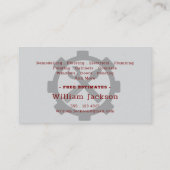 Carte De Visite Modern handyman construction custom logo (Dos)