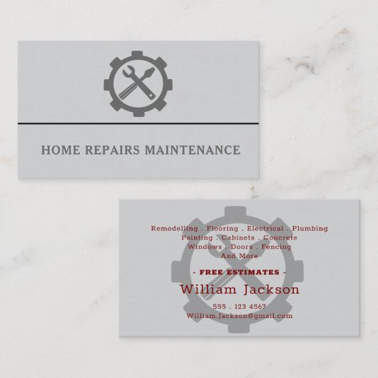Carte De Visite Modern handyman construction custom logo (Devant / Derrière)