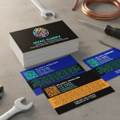 Carte De Visite Modern Heating & Cooling AC Logo | Black Blue HVAC
