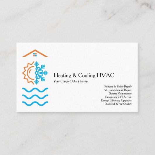 Carte De Visite Modern Heating Cooling Experts HVAC (Devant)