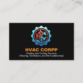 Carte De Visite Modern Heating & Cooling Logo Services, Black HVAC (Devant)