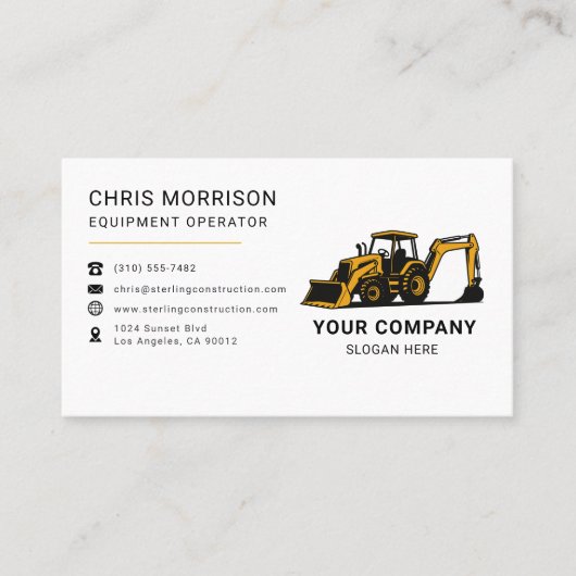 Carte De Visite Modern Heavy Equipment Construction Company (Devant)
