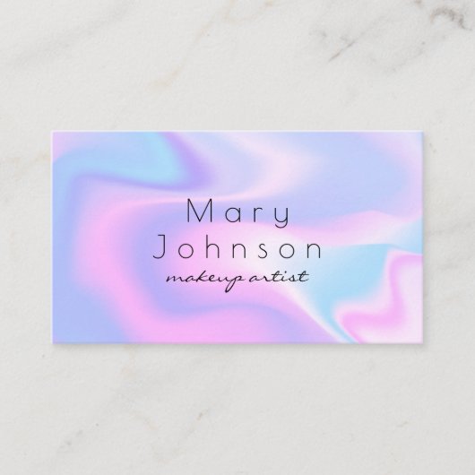Carte De Visite Modern holographic makeup artist pastel rainbow (Devant)