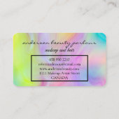 Carte De Visite Modern holographic makeup artist unicorn rainbow (Dos)