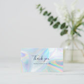 Carte De Visite Modern Holographic Script Business Thank You (Debout devant)