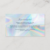 Carte De Visite Modern Holographic Script Business Thank You (Dos)