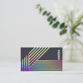 Carte De Visite Modern Holographic Stripe QR Business Card (Debout devant)
