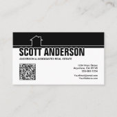 Carte De Visite Modern Home Logo Social Media QR Code Black (Devant)
