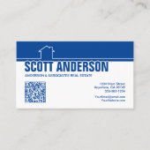 Carte De Visite Modern Home Logo Social Media QR Code Blue (Devant)