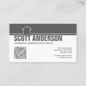 Carte De Visite Modern Home Logo Social Media QR Code Grey (Devant)