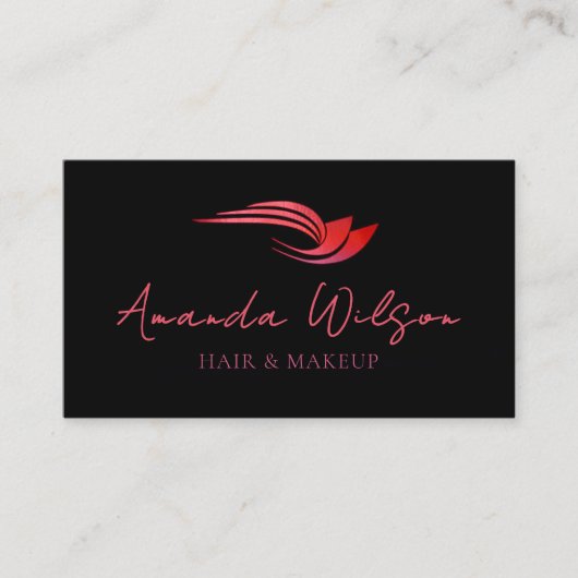 Carte De Visite Modern Hot Pink Metallic Abstract (Devant)