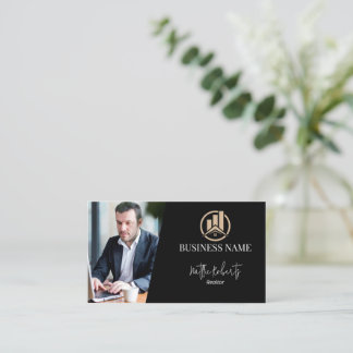 Carte De Visite Modern House Logo Real Estate Realtor Black