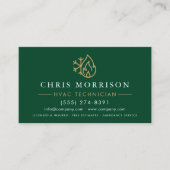Carte De Visite Modern HVAC Green Gold QR Code (Devant)
