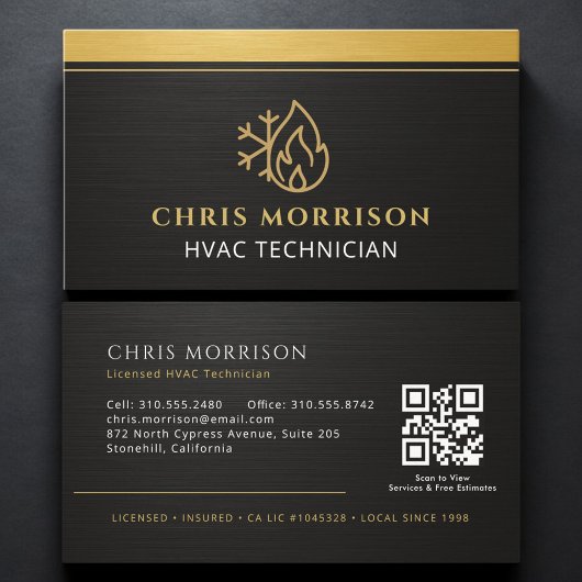 Carte De Visite Modern HVAC Technician QR Code