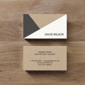 Carte De Visite Modern Kraft Paper Grey White Geometric Consultant