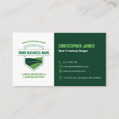 Carte De Visite Modern Landscaping Lawn Mowing White & Green (Devant)