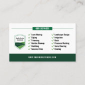 Carte De Visite Modern Landscaping Lawn Mowing White Green QR Code (Dos)