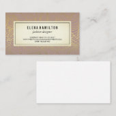 Carte De Visite Modern Leaves Gold Line Pattern (Devant / Derrière)