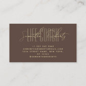 Carte De Visite Modern life coach typography script brown (Dos)
