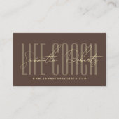 Carte De Visite Modern life coach typography script brown (Devant)