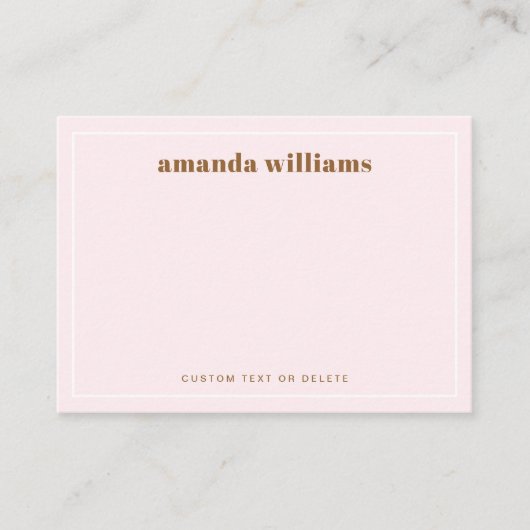 Carte De Visite Modern light blush pink name & text mini notecard (Devant)