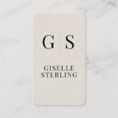 Carte De Visite Modern Linen Gold Monogram QR Code (Devant)