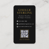 Carte De Visite Modern Linen Gold Monogram QR Code (Dos)