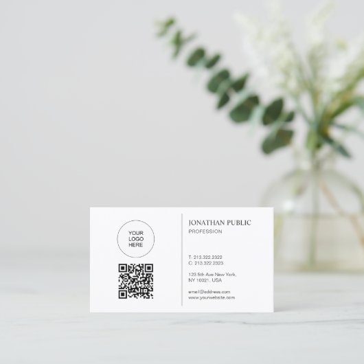 Carte De Visite Modern Logo And QR Code Template Connect With Us (Debout devant)