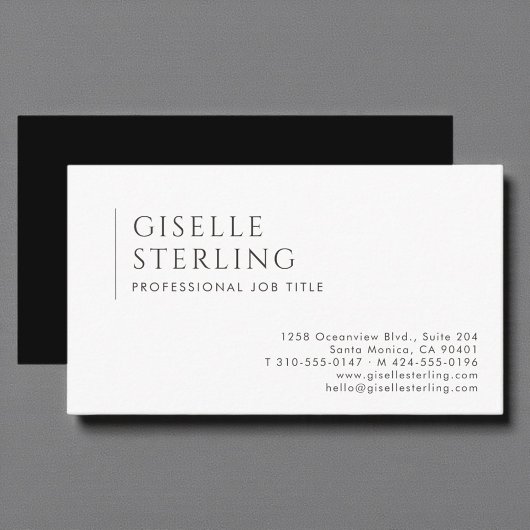 Carte De Visite Modern Luxury Minimalist Professional Black White