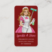 Carte De Visite Modern Maid House Cleaning Housekeeping Style (Devant)