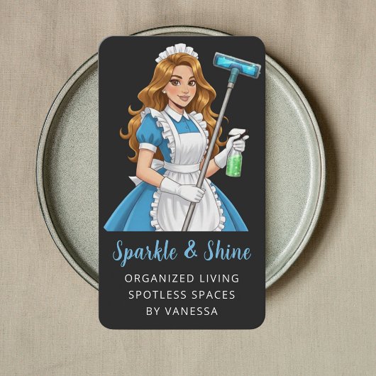 Carte De Visite Modern Maid House Cleaning Services Housekeeping
