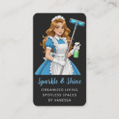 Carte De Visite Modern Maid House Cleaning Services Housekeeping (Devant)
